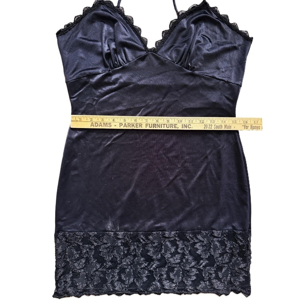 Vintage 80s 90s Frederick's of Hollywood Black Mini Slip Dress Lg USA Whimsigoth - Picture 12 of 15